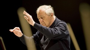 "Pierre Boulez in concert, French contemporary musician"
