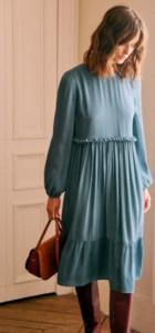 "French Fashion : Robe chasuble - Bleu vintage - Sézane"
