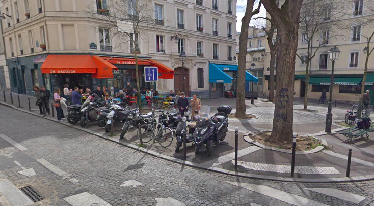 "Parisian café terraces - Rue et place Sainte Marthe"